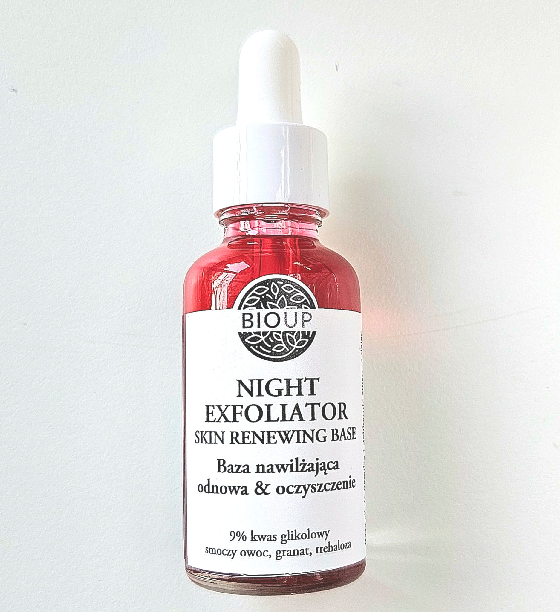 NIGHT EXFOLIATOR Baza nawilżająca z kwasem glikolowym 9%, smoczym owocem i trehalozą - odnowa i oczyszczenie skóry